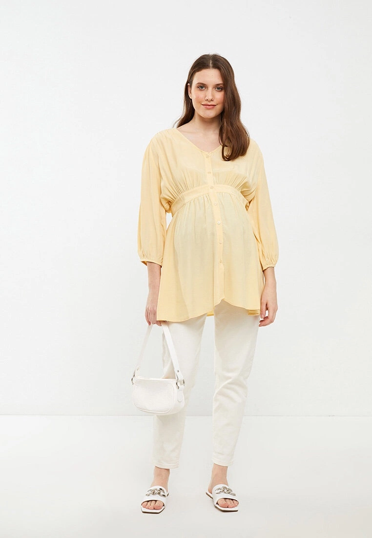 LC WAIKIKI V Neck Straight Long Sleeve Viscose Maternity Tunic 4 LC WAIKIKI V Neck Straight Long Sleeve Viscose Maternity Tunic - Image 2