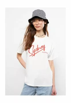 LC WAIKIKI Crew Neck Letter Printed Short Sleeve Cotton Women's T-Shirt