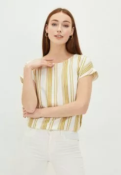 LC WAIKIKI Crew Neck Striped Short Sleeve Viscose Women's Blouse