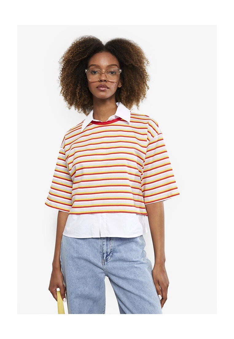 LC WAIKIKI Crew Neck Striped Cotton Women T-Shirt 3 LC WAIKIKI Crew Neck Striped Cotton Women T-Shirt