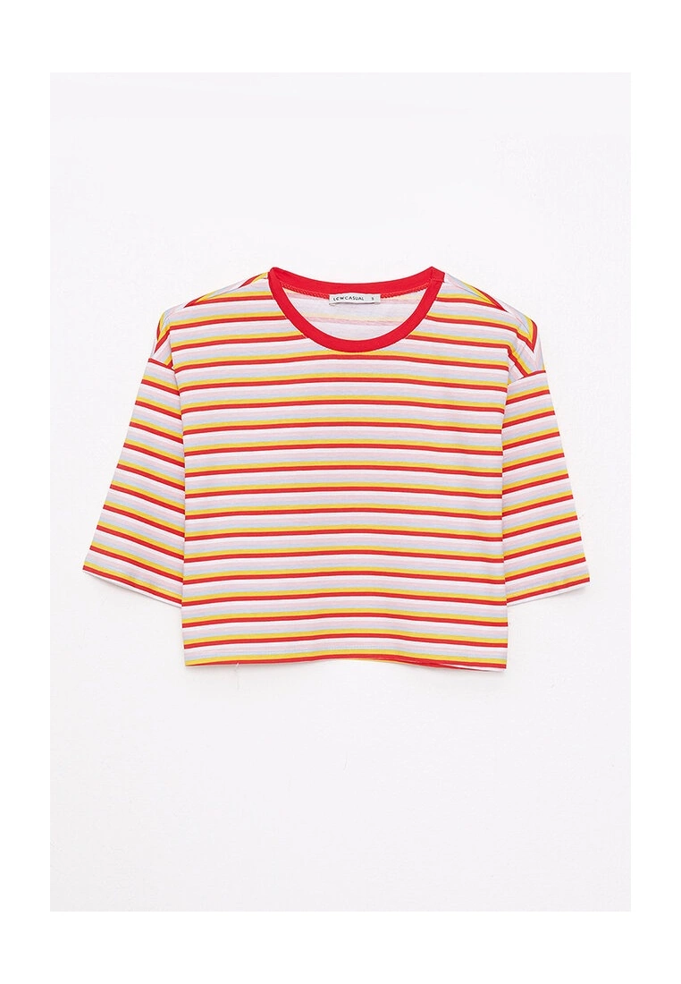 LC WAIKIKI Crew Neck Striped Cotton Women T-Shirt 7 LC WAIKIKI Crew Neck Striped Cotton Women T-Shirt - Image 5