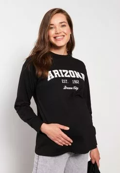 LC WAIKIKI Crew Neck Printed Long Sleeve Maternity T-Shirt