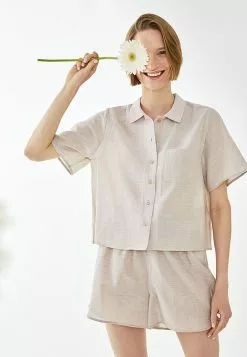 LC WAIKIKI Shirt Collar Striped Short Sleeve Cotton Women's Pajamas Set -LC WAIKIKI popular shop lc waikiki 0564 9613236 3