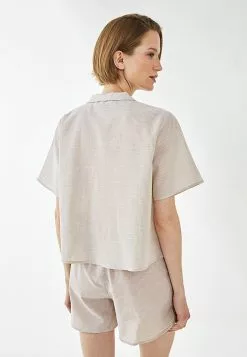 LC WAIKIKI Shirt Collar Striped Short Sleeve Cotton Women's Pajamas Set -LC WAIKIKI popular shop lc waikiki 0565 9613236 6