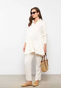 LC WAIKIKI Shirt Collar Straight Long Sleeve Viscose Maternity Tunic -LC WAIKIKI popular shop lc waikiki 0573 7413236 2