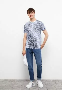 LC WAIKIKI Crew Neck Short Sleeve Patterned Combed Cotton Men's T-Shirt