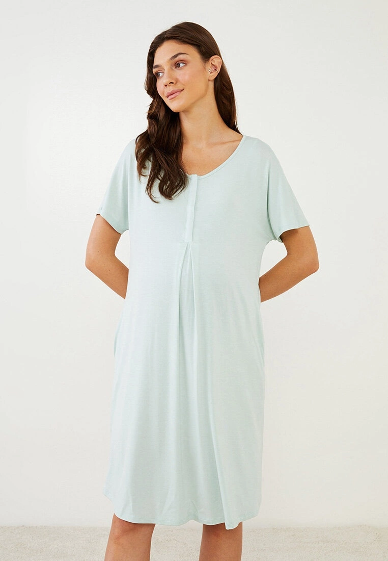 LC WAIKIKI Crew Neck Straight Short Sleeve Maternity Nightgown 4 LC WAIKIKI Crew Neck Straight Short Sleeve Maternity Nightgown - Image 2