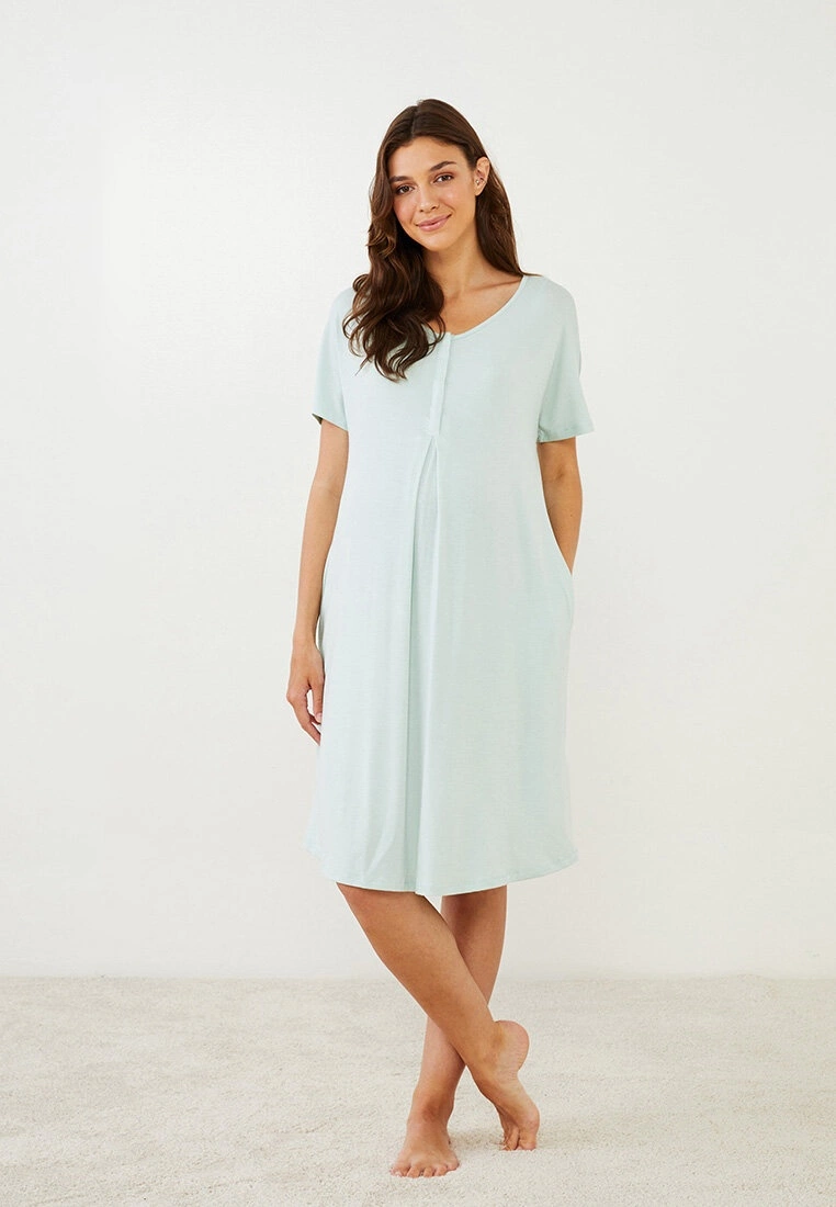 LC WAIKIKI Crew Neck Straight Short Sleeve Maternity Nightgown 5 LC WAIKIKI Crew Neck Straight Short Sleeve Maternity Nightgown - Image 3