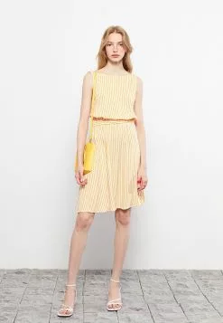 LC WAIKIKI Boat Neck Striped Sleeveless Poplin Women's Dress