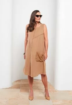 LC WAIKIKI Crew Neck Embroidered Sleeveless Cotton Women's Dress