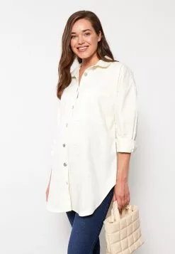 LC WAIKIKI Shirt Collar Straight Long Sleeve Cotton Maternity Tunic -LC WAIKIKI popular shop lc waikiki 0630 7513236 2