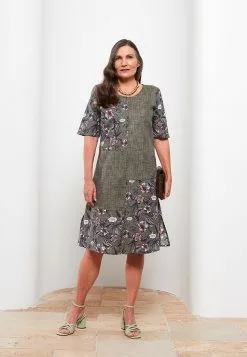 LC WAIKIKI Crew Neck Floral Short Sleeve A-Line Poplin Women's Dress