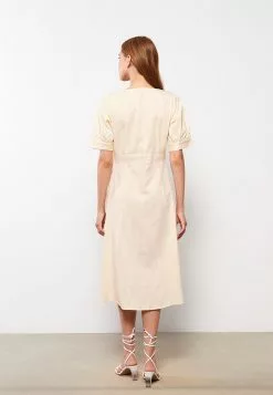 LC WAIKIKI V-Neck Striped Short Sleeve Poplin Women's Dress -LC WAIKIKI popular shop lc waikiki 0661 7375726 5