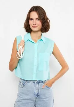LC WAIKIKI Front Button Closure Plain Sleeveless Poplin Women's Shirt -LC WAIKIKI popular shop lc waikiki 0669 1813236 2