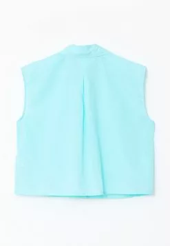 LC WAIKIKI Front Button Closure Plain Sleeveless Poplin Women's Shirt -LC WAIKIKI popular shop lc waikiki 0670 1813236 7