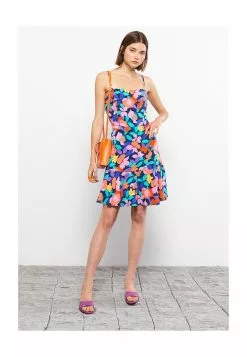 LC WAIKIKI Square Collar Floral Strap Viscose Women's Dress -LC WAIKIKI popular shop lc waikiki 0675 9775326 4