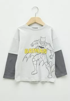 LC WAIKIKI Crew Neck Long Sleeve Batman Printed Cotton Baby Boy T-Shirt