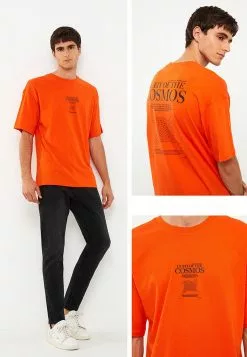 LC WAIKIKI Oversize Crew Neck Short Sleeved Printed Combed Cotton Men's T-Shirt -LC WAIKIKI popular shop lc waikiki 0896 4557236 3