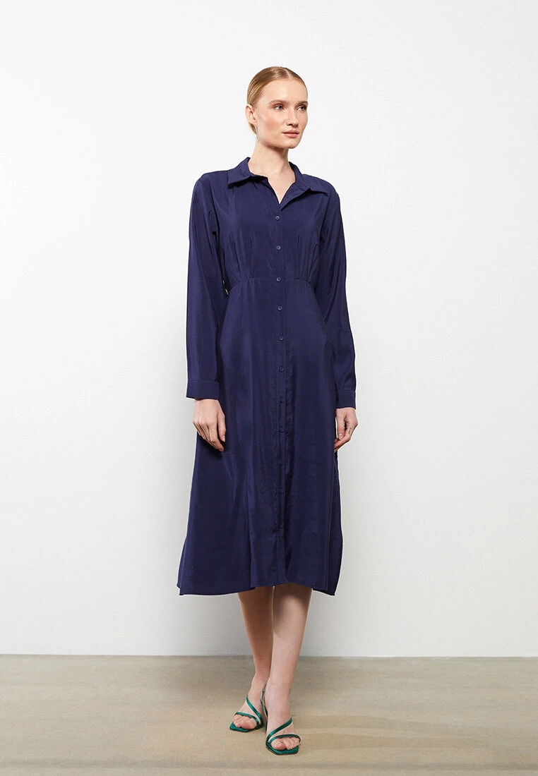 LC WAIKIKI Shirt Neck Regular Long Sleeve Tencel Women's Dress 3 LC WAIKIKI Shirt Neck Regular Long Sleeve Tencel Women's Dress