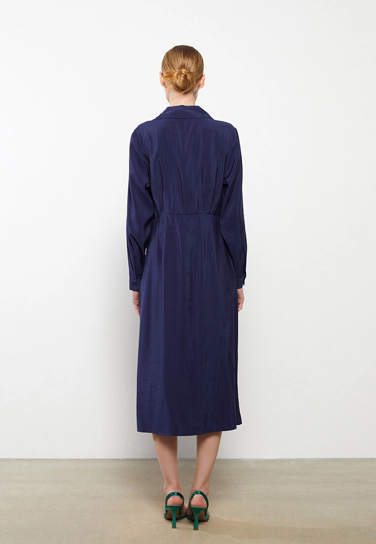 LC WAIKIKI Shirt Neck Regular Long Sleeve Tencel Women's Dress 7 LC WAIKIKI Shirt Neck Regular Long Sleeve Tencel Women's Dress - Image 5