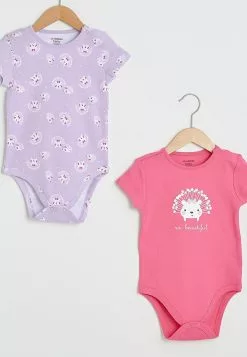 LC WAIKIKI Crew Neck Short Sleeve Printed Baby Girl Body With Snap Fastener 2 Pieces -LC WAIKIKI popular shop lc waikiki 0966 2970936 3