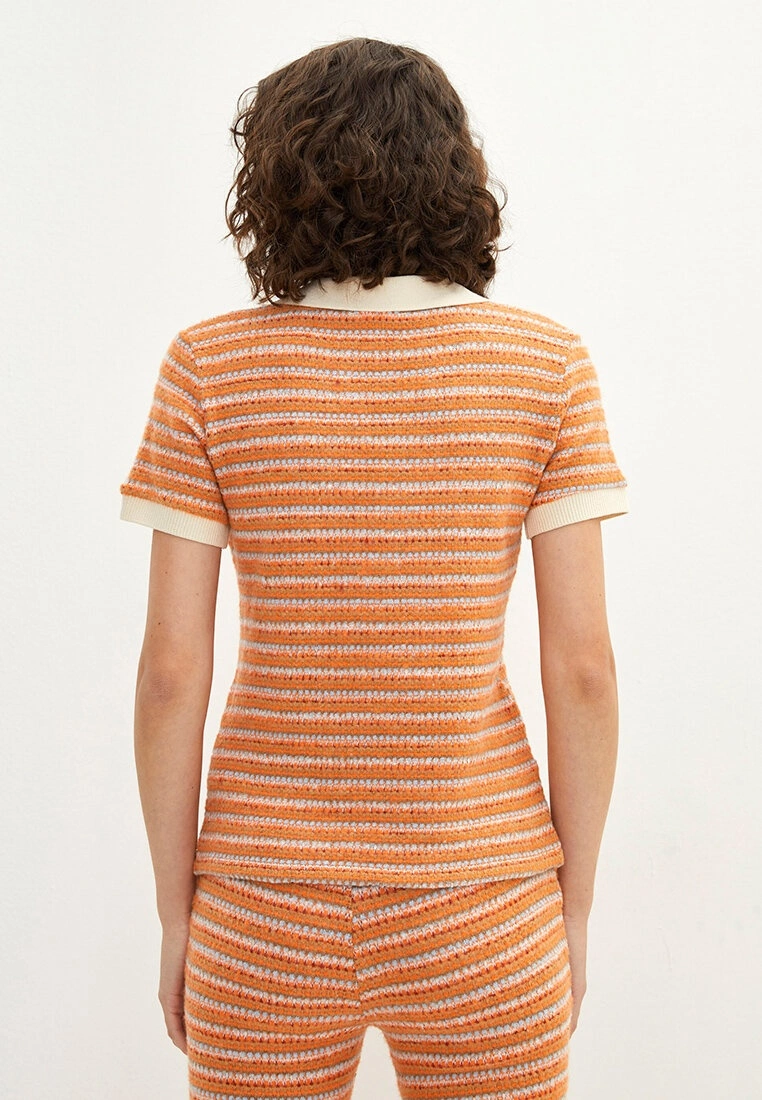 LC WAIKIKI Polo Neck Striped Short Sleeve Women's T-Shirt 7 LC WAIKIKI Polo Neck Striped Short Sleeve Women's T-Shirt - Image 5