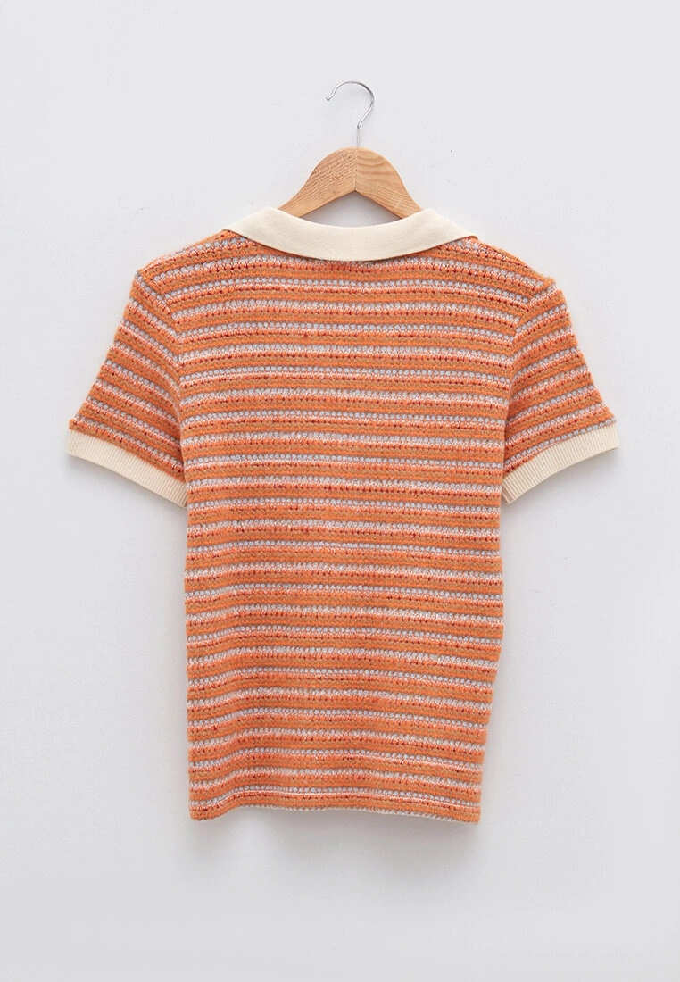 LC WAIKIKI Polo Neck Striped Short Sleeve Women's T-Shirt 9 LC WAIKIKI Polo Neck Striped Short Sleeve Women's T-Shirt - Image 7