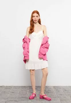 LC WAIKIKI Heart Collar Self Patterned Strap Poplin Women's Dress -LC WAIKIKI popular shop lc waikiki 1237 6865726 3