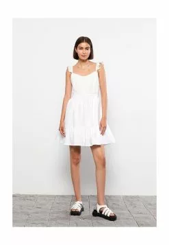 LC WAIKIKI Ruffled Strap Poplin Women's Dress -LC WAIKIKI popular shop lc waikiki 1247 9116526 4