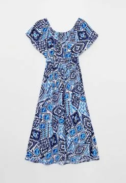 LC WAIKIKI Boat Neck Patterned Short Sleeve Crinkle Fabric Women's Dress -LC WAIKIKI popular shop lc waikiki 1262 2615726 6
