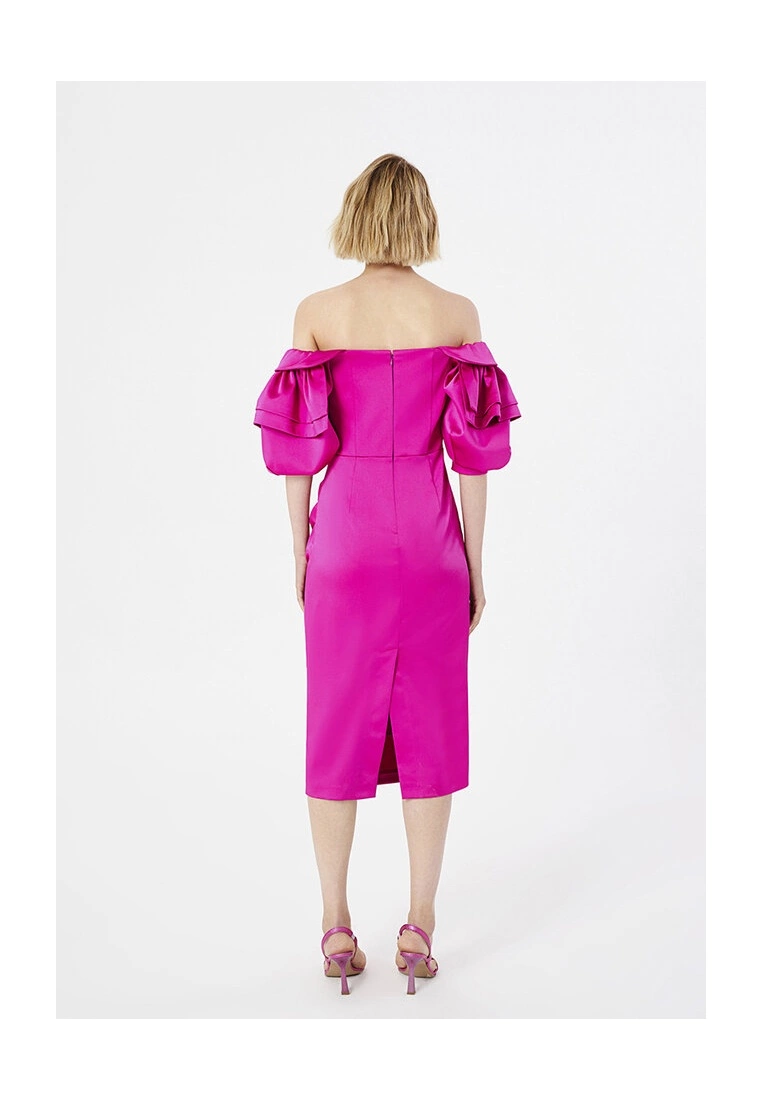 LC WAIKIKI Off Shoulder Plain Satin Women's Dress 4 LC WAIKIKI Off Shoulder Plain Satin Women's Dress - Image 2