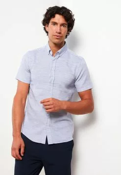 LC WAIKIKI Slim Fit Short Sleeve Patterned Poplin Men's Shirt -LC WAIKIKI popular shop lc waikiki 1275 0909726 3