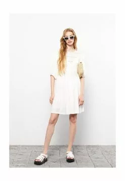 LC WAIKIKI Crew Neck Embroidered Poplin Women's Dress -LC WAIKIKI popular shop lc waikiki 1283 5426526 4