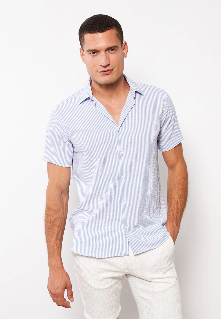 LC WAIKIKI Regular Fit Short Sleeve Striped Men's Shirt 4 LC WAIKIKI Regular Fit Short Sleeve Striped Men's Shirt - Image 2