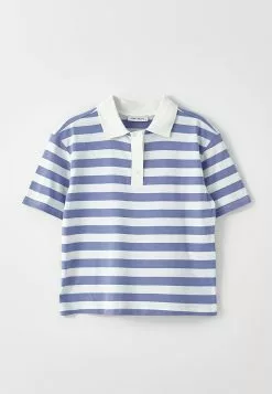 LC WAIKIKI Güneyblue Polo Yaka Çizgili Kısa Kollu Pamuklu Kadın Tişört -LC WAIKIKI popular shop lc waikiki 1317 5019726 6