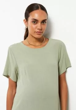 LC WAIKIKI Crew Neck Straight Short Sleeve Crinkled Maternity Dress -LC WAIKIKI popular shop lc waikiki 1320 8029726 3