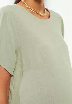 LC WAIKIKI Crew Neck Straight Short Sleeve Crinkled Maternity Dress -LC WAIKIKI popular shop lc waikiki 1320 8029726 4