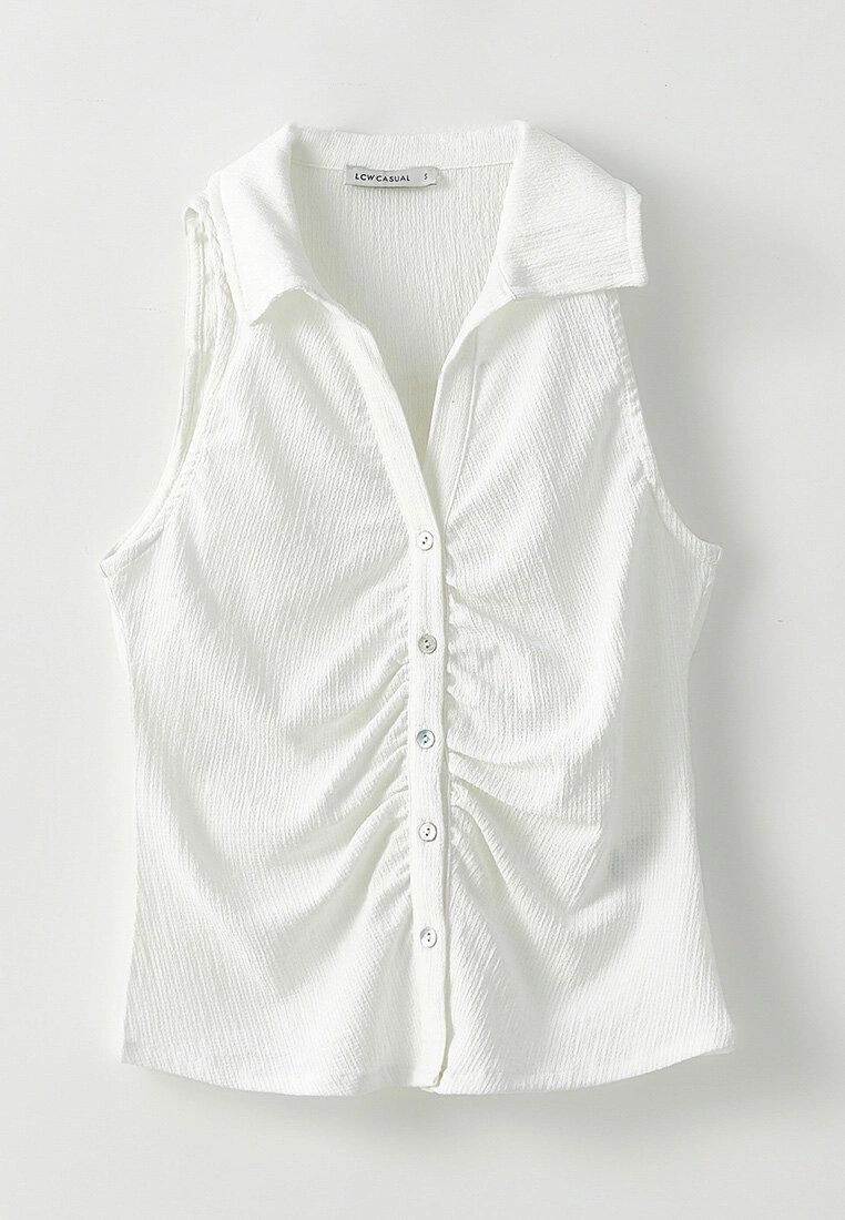 LC WAIKIKI Shirt Collar Self Patterned Sleeveless Women's Blouse 8 LC WAIKIKI Shirt Collar Self Patterned Sleeveless Women's Blouse - Image 6