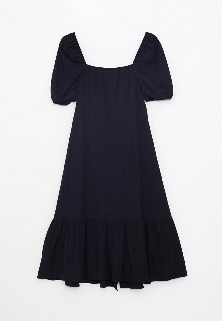 LC WAIKIKI Heart Collar Straight Balloon Sleeve Women's Dress 4 LC WAIKIKI Heart Collar Straight Balloon Sleeve Women's Dress - Image 2