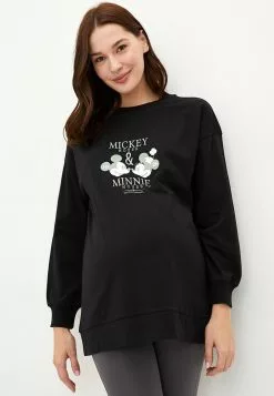 LC WAIKIKI Crew Neck Mickey Mouse Printed Long Sleeve Cotton Maternity Sweatshirt