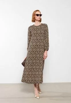 LC WAIKIKI Crew Neck Patterned Long Sleeve Women's Dress