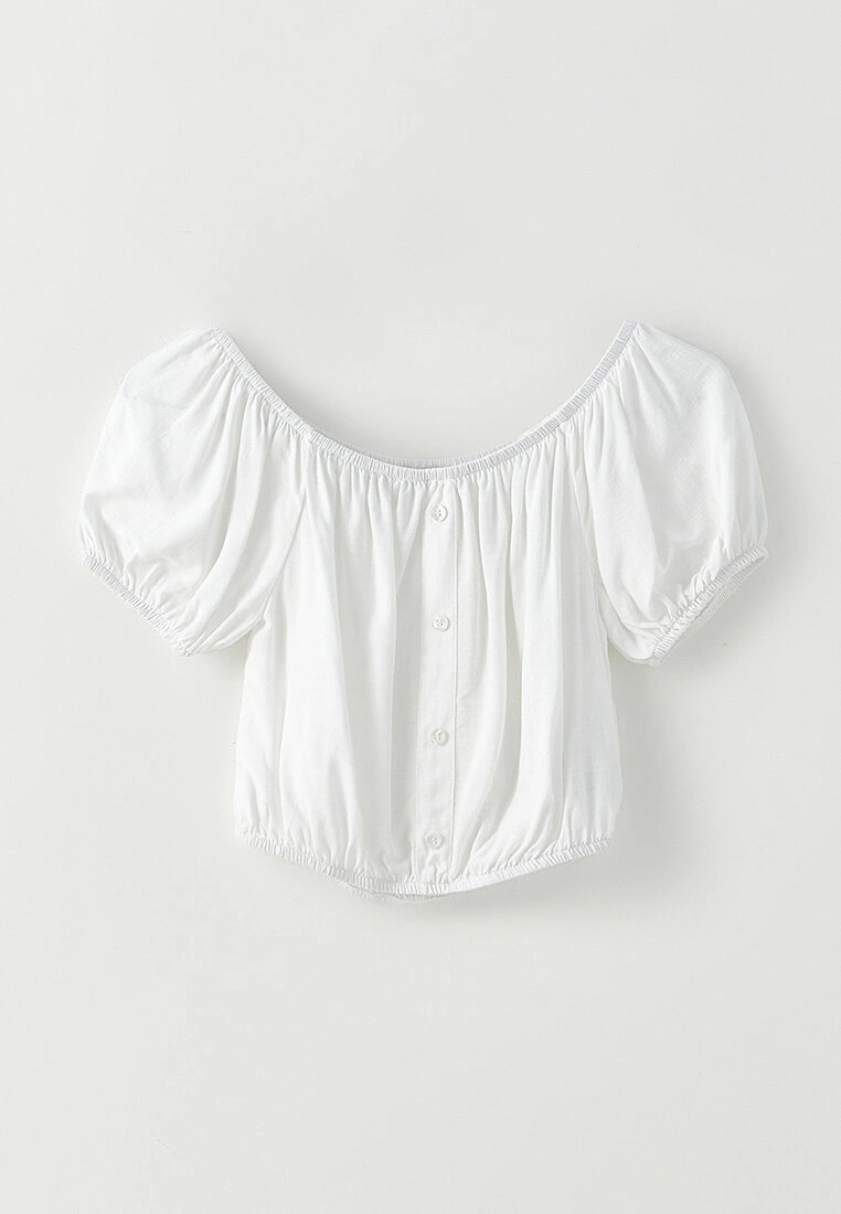 LC WAIKIKI Boat Neck Straight Short Sleeve Crop Viscose Women's Blouse 8 LC WAIKIKI Boat Neck Straight Short Sleeve Crop Viscose Women's Blouse - Image 6