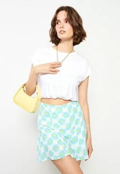 LC WAIKIKI Zippered Waist Floral Viscose Women's Short Skirt