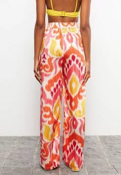 LC WAIKIKI Elastic Waist Patterned Satin Women's Trousers -LC WAIKIKI popular shop lc waikiki 1392 8729726 5