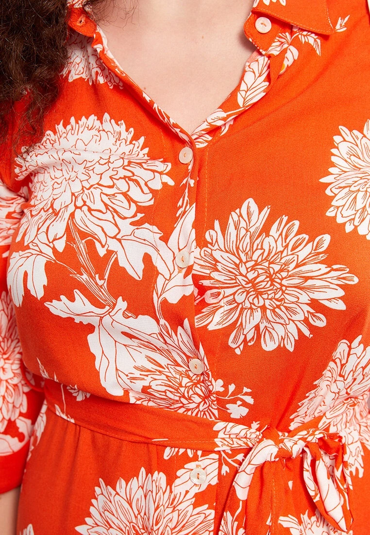 LC WAIKIKI Shirt Collar Patterned Viscose Women's Dress 7 LC WAIKIKI Shirt Collar Patterned Viscose Women's Dress - Image 5