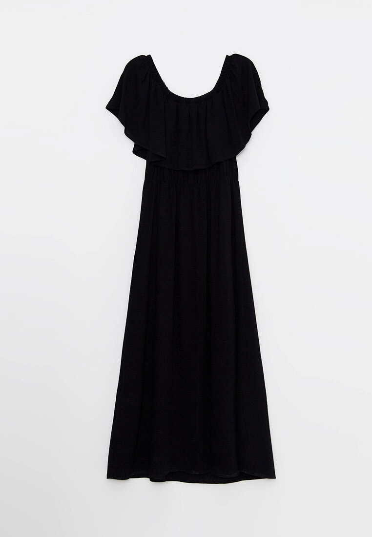 LC WAIKIKI Boat Collar Straight Short Sleeve Crinkled Women's Dress 4 LC WAIKIKI Boat Collar Straight Short Sleeve Crinkled Women's Dress - Image 2