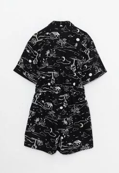 LC WAIKIKI Shirt Collar Patterned Short Sleeve Women's Overalls -LC WAIKIKI popular shop lc waikiki 1426 3529726 7