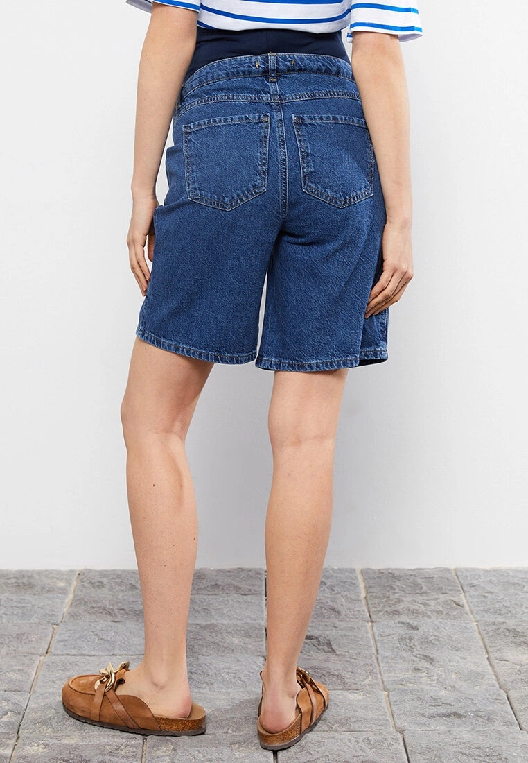LC WAIKIKI Tummy Paneled Mom Fit Plain Pocket Detailed Maternity Rodeo Jean Shorts 7 LC WAIKIKI Tummy Paneled Mom Fit Plain Pocket Detailed Maternity Rodeo Jean Shorts - Image 5