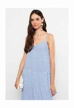 LC WAIKIKI Heart Collar Floral Strap Crinkle Women's Dress -LC WAIKIKI popular shop lc waikiki 1443 8657626 3