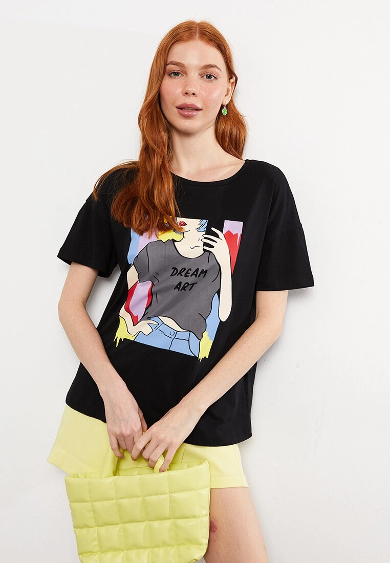 LC WAIKIKI Crew Neck Printed Short Sleeve Cotton Women's T-Shirt 3 LC WAIKIKI Crew Neck Printed Short Sleeve Cotton Women's T-Shirt